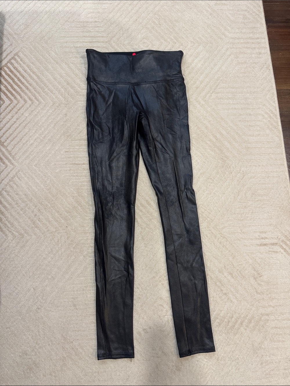 spanx Women’s High-Waist Black Faux Leather Jeans worn once size s